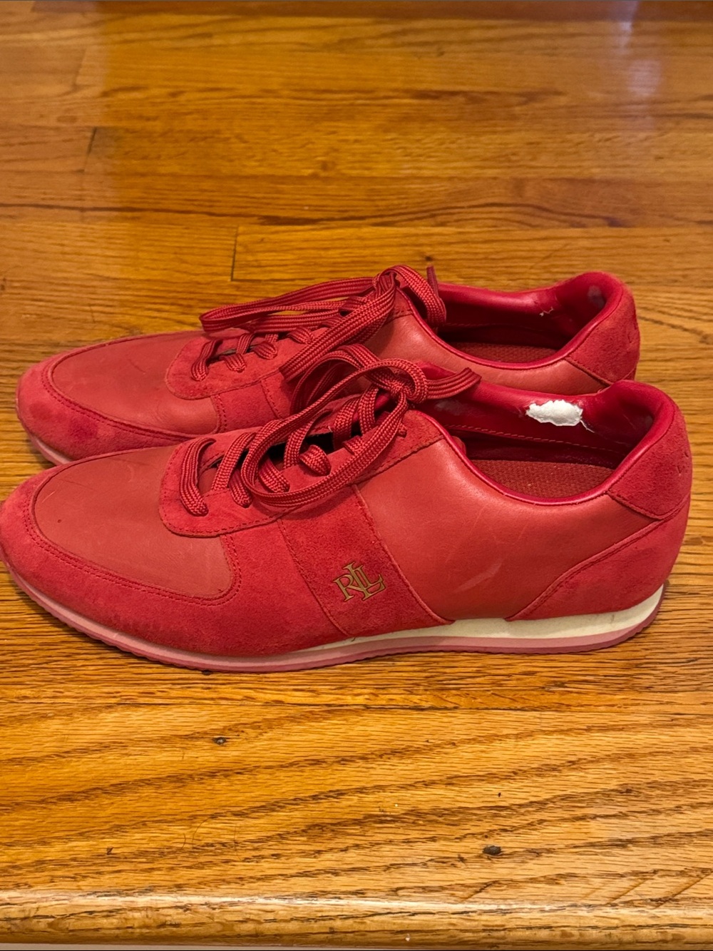 Lauren Ralph Lauren Women's Red Lace-Up Sneakers - Picture 4 of 11
